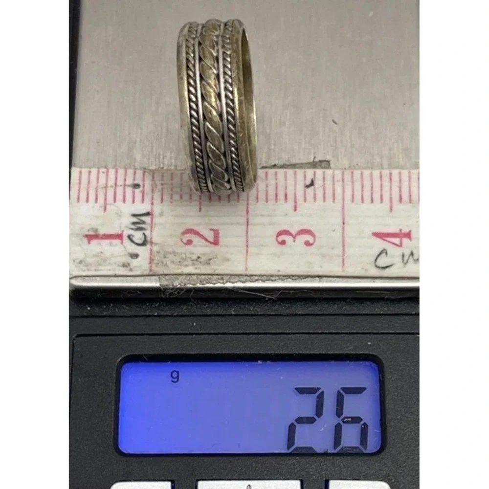 Vintage Sterling Silver 925 Braided Rope Band Ring Size 5.5 M209 Oxidized 2.6g